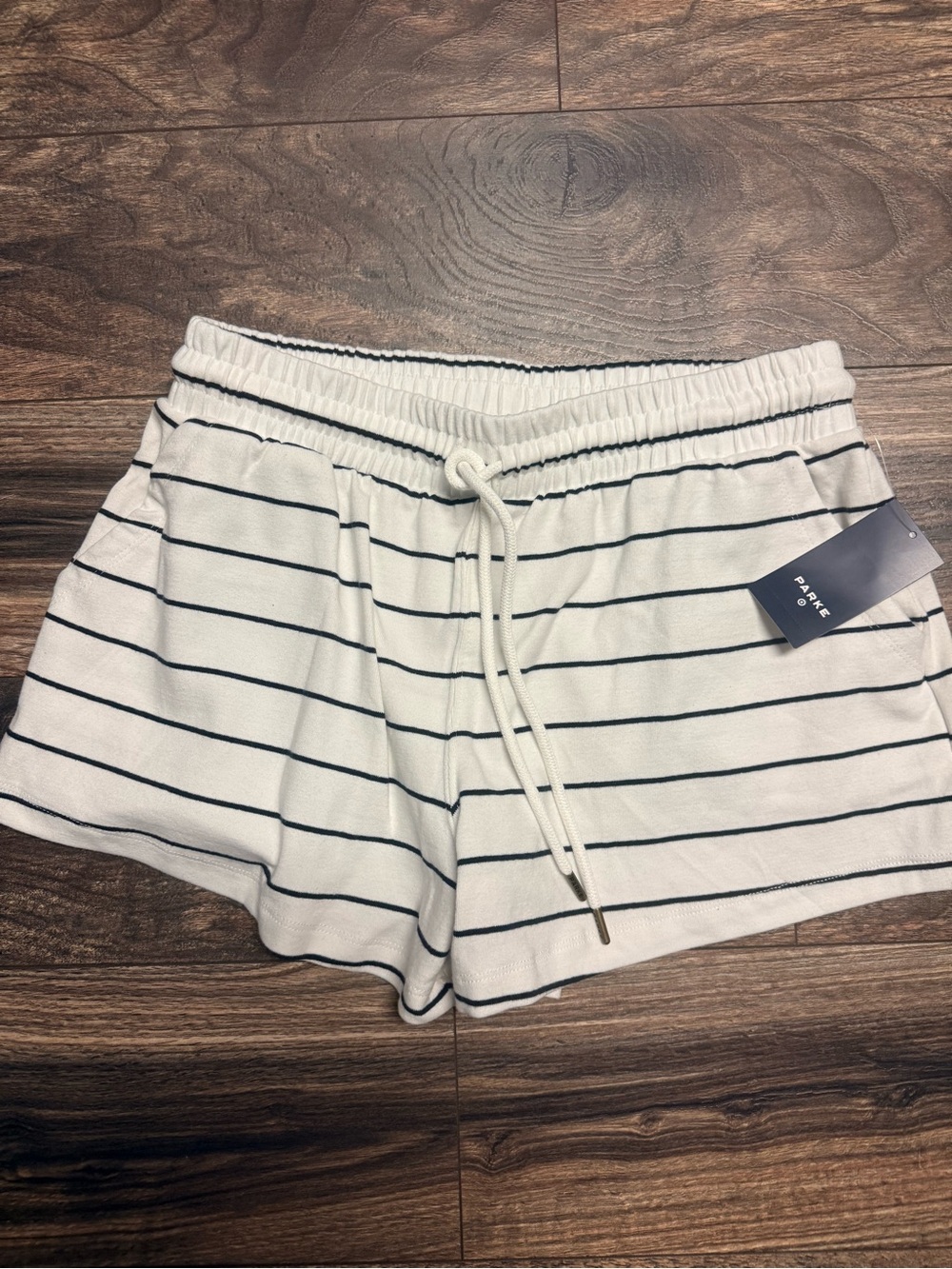 Parke NWT small navy Striped Drawstring Women’s Shorts x target colab